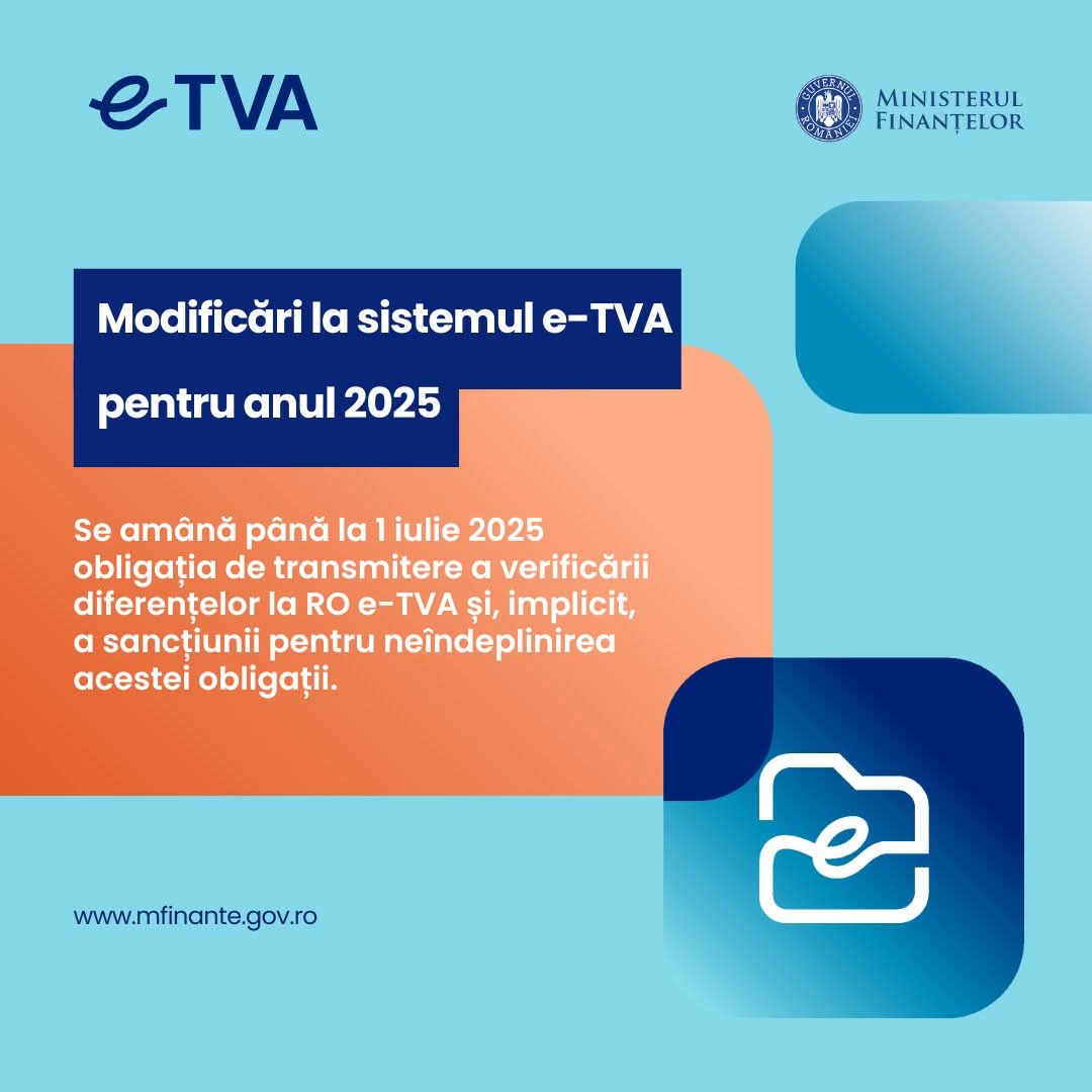 ANAF prelungește termenul e-TVA până în 2025