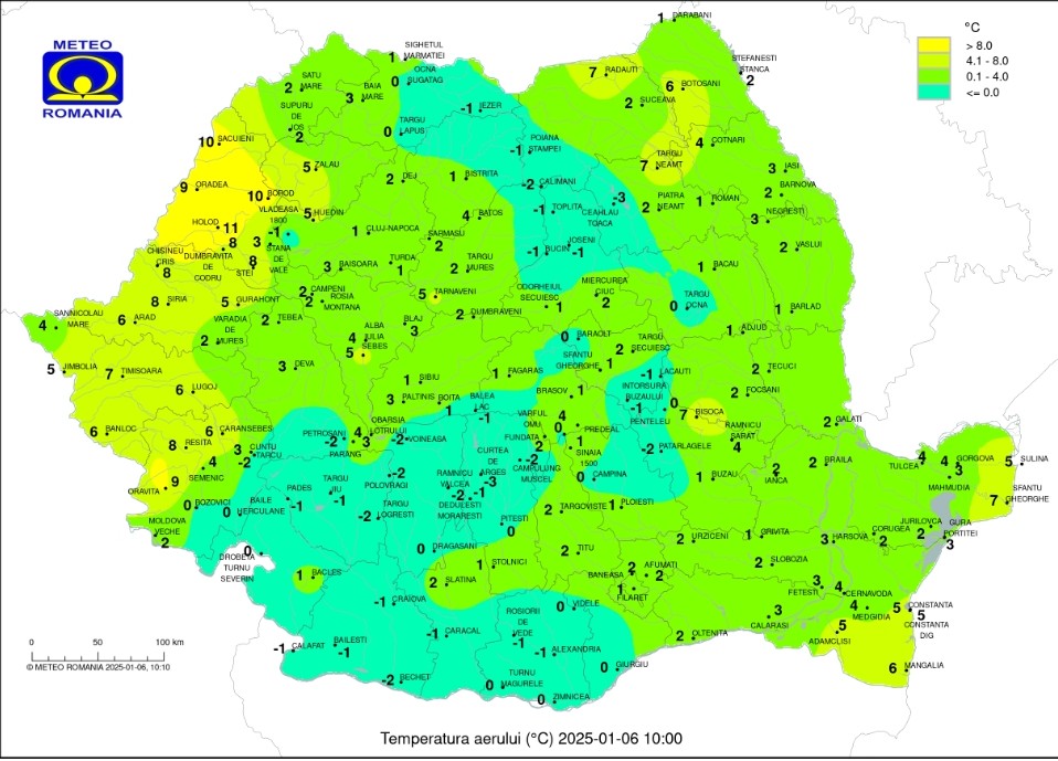 Vremea de Bobotează: 10 grade ziua, frig noaptea