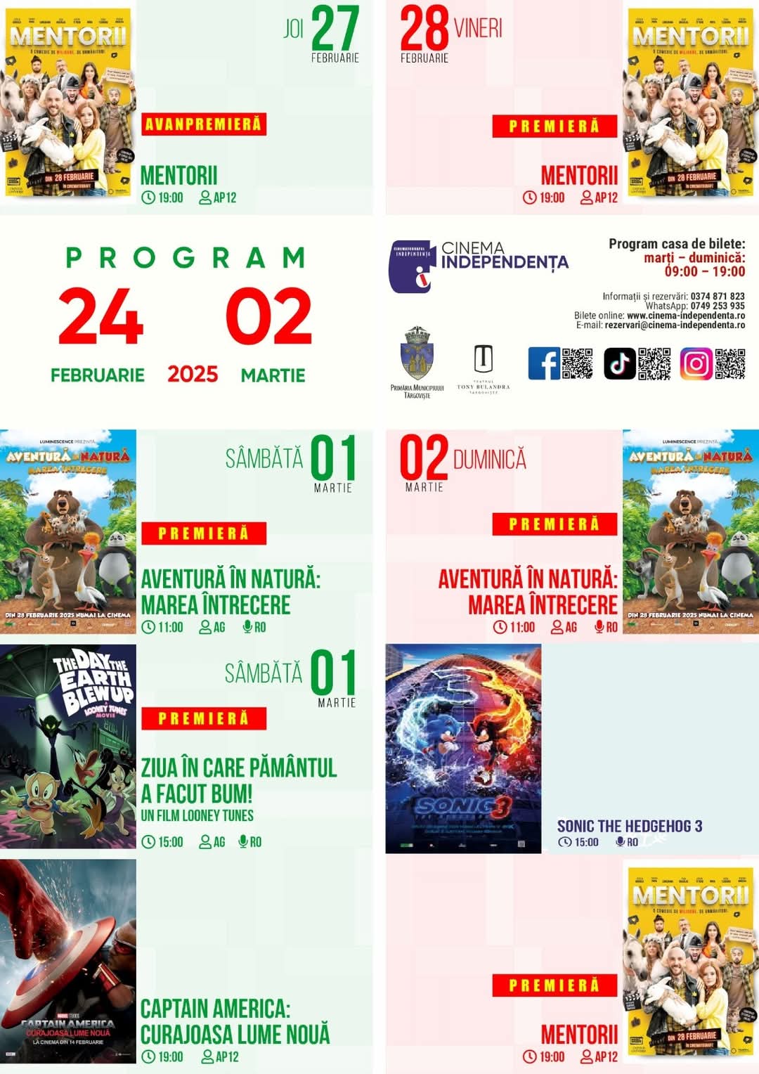 Cinema Independența te așteaptă cu filme!