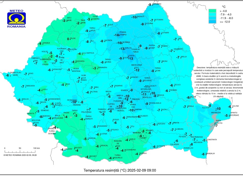 Iarnă autentică în România pe 9 februarie