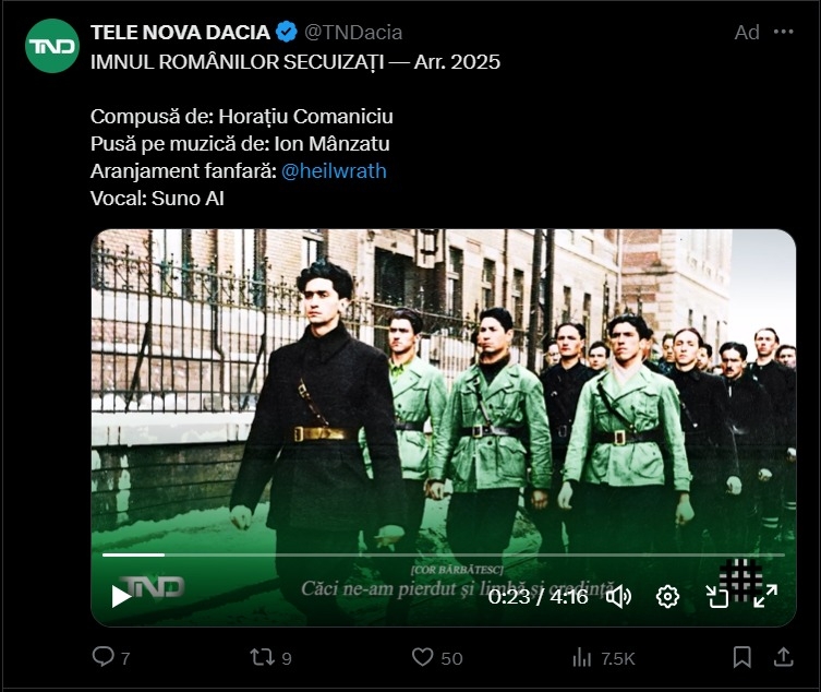 Imn legionar promovat pe Twitter pentru tineri