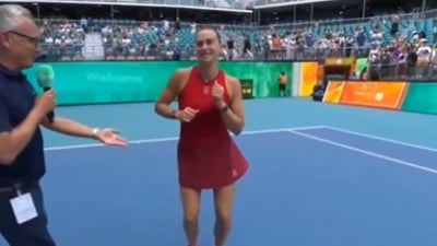 Sabalenka dansează după eliminarea unei românce