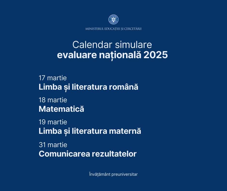 Simularea evaluării naționale începe luni