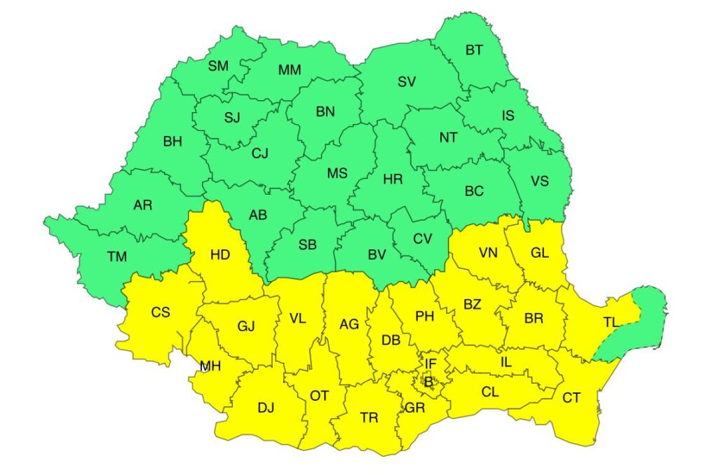 Atenționare COD GALBEN de FURTUNI în județ
