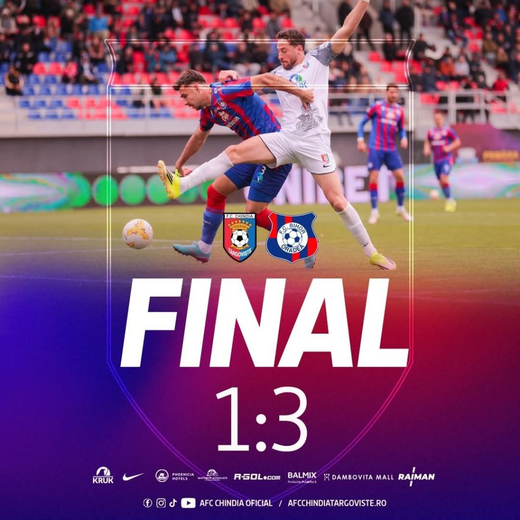 Chindia Târgoviște pierde cu FC Bihor 1-3