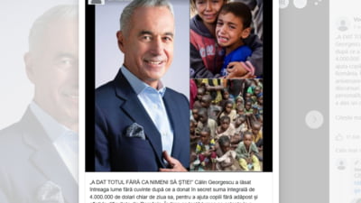 Călin Georgescu și donația falsă de 4 milioane