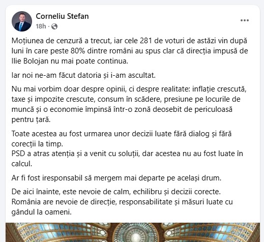 Moțiunea a trecut! Opoziție și guvernare?